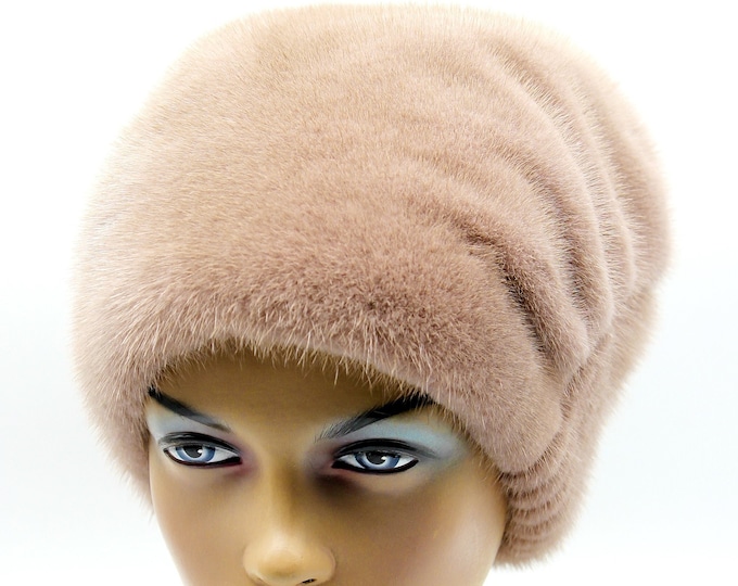 Fur mink hat women's winter ladies real warm "Kozachek dovyaz"