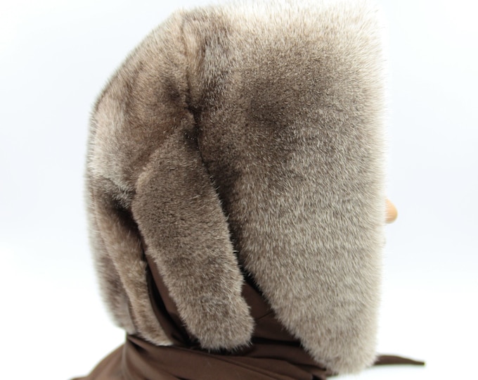 Mink fur hood fur hat winter scarf headdress shawl woman's