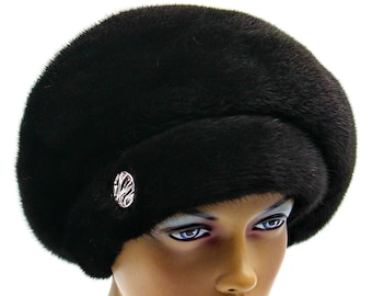 Ranch MINK Beret W/silver FOX, Size XXL, Certified Vintage  display picture 2