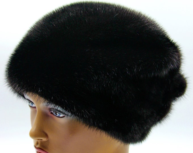 Mink fur hat "Lilly Bow" women's real winter ladies headdress