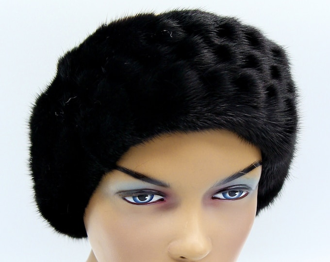 Headband made of mink fur black