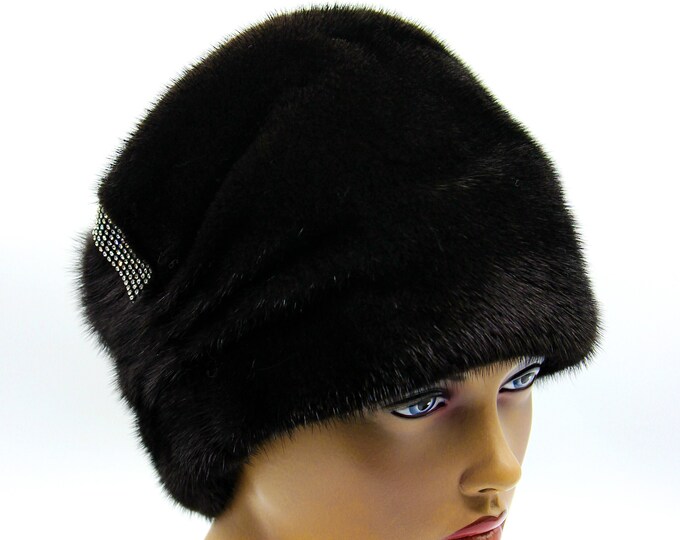 Fur hat "Lady" winter elegant real women's headdress