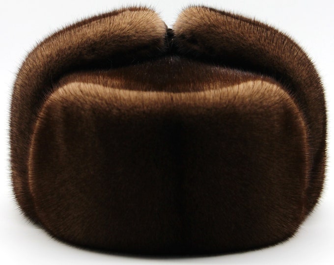Premium Mink Fur Ushanka Hat for Men - Full Fur Handmade Classic Winter Trapper