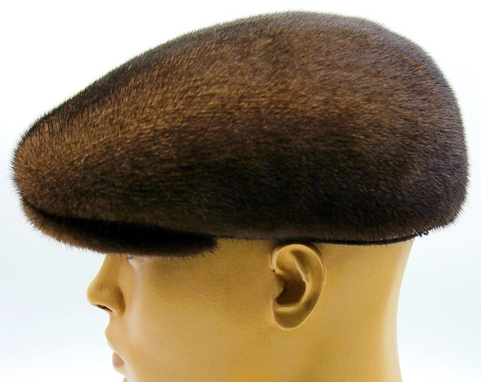 Premium Pastel Mink Fur Newsboy Cap - Classic Luxury Men's Winter Headwear