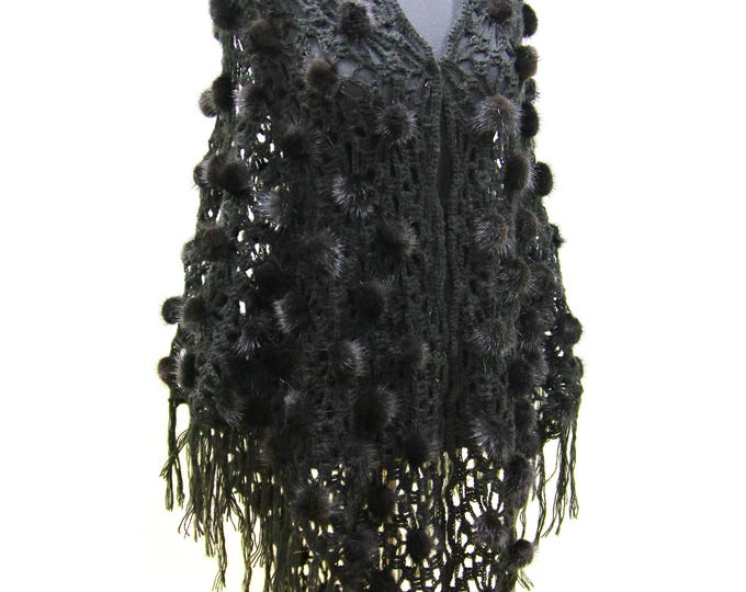 Handmade Mink Fur Stole — Real Fur Wrap & Shawl Black