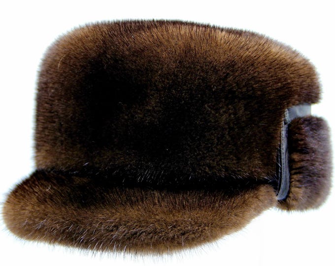 Pastel Mink Military Fur Cap Men | Classic Winter Hat Premium