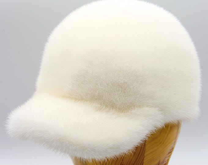 White Mink Fur Baseball Cap Unisex | Premium Winter Hat