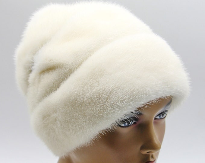 Fur hat women's mink winter ladies "Rose" warm headdress
