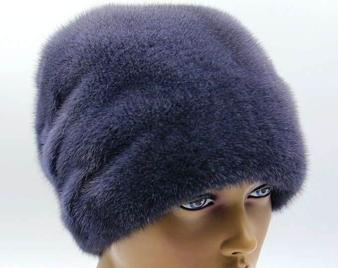 Fur hat women "Fan Bow" real winter ladies woman mink headdress