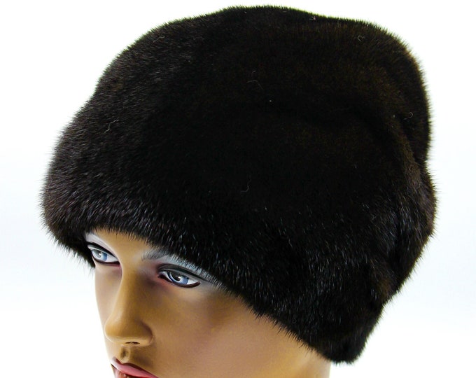 Mink fur hat "Fan Bow" winter real women headdress