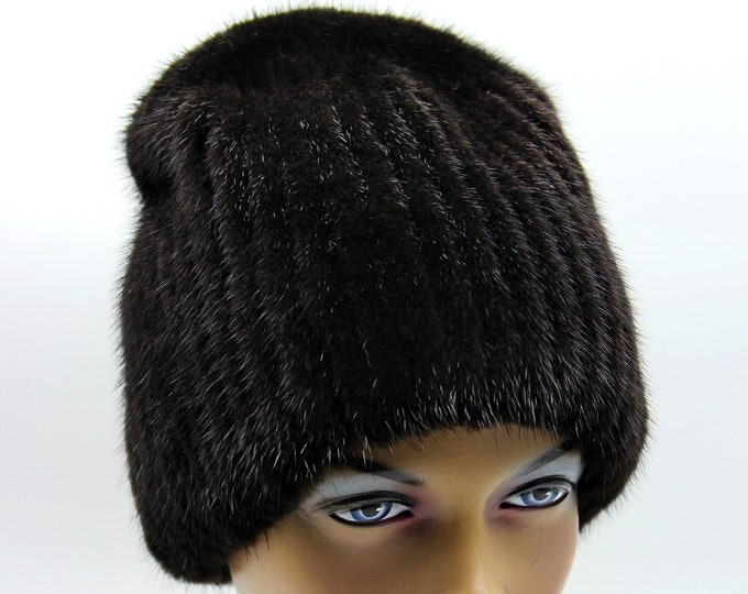 Black Mink Fur Beanie Hat Women | Handmade Winter Luxury