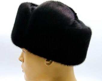 Men/'s Fur Hat MINK fur HAT for winter Russian Shapka Ushanka Men Winter Cap Trapper Men Hat Best Stocking Stuffers Holiday Gift Guide HAT.