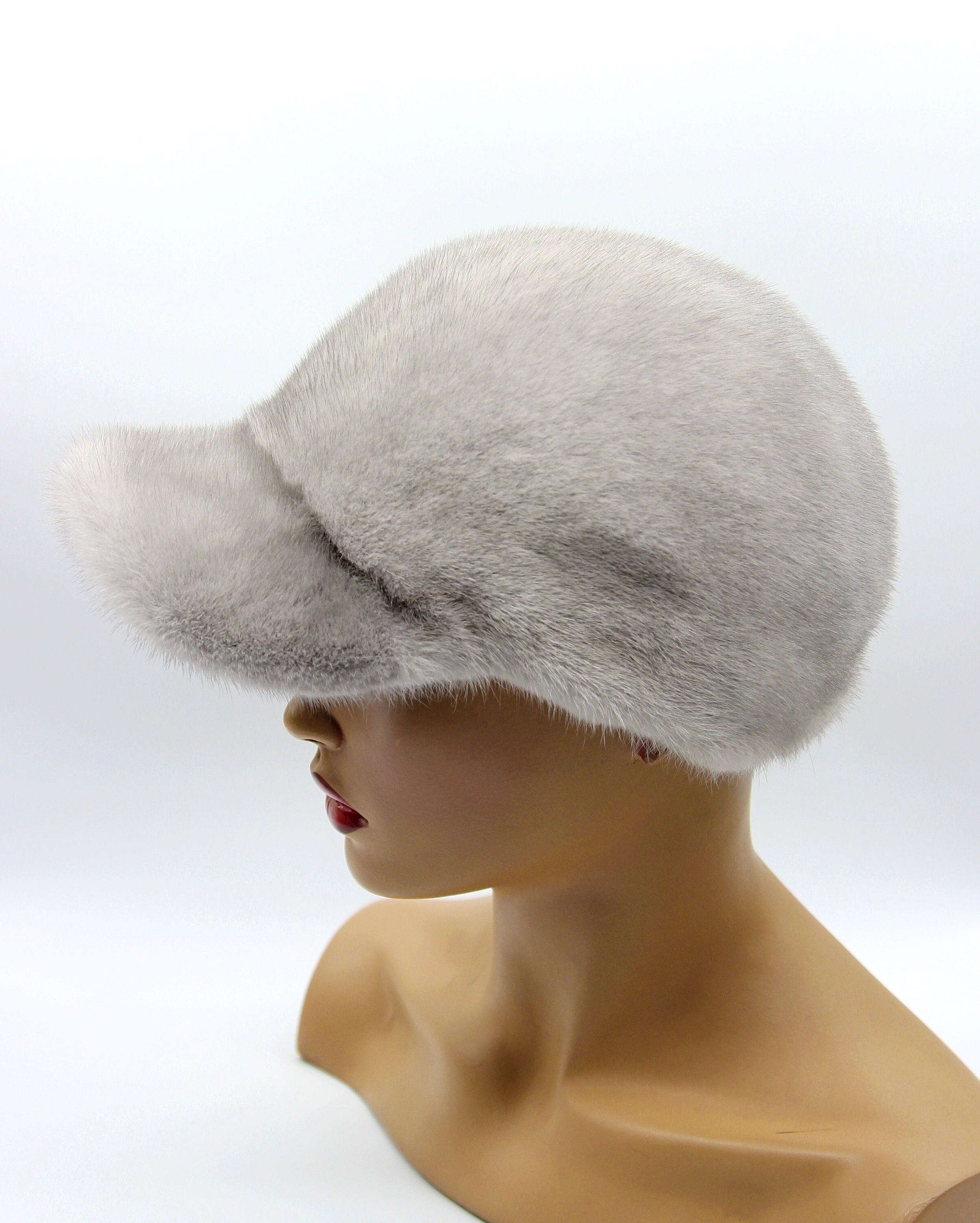 Winter mink fur baseball cap for women gray color sapphire. Etsy