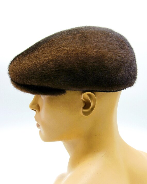 Mink Fur Newsboy Cap Mens Winter Hat Handmade Real Classic 
