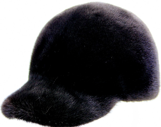 Black Mink Baseball Cap Classic | Timeless Luxury Winter Hat