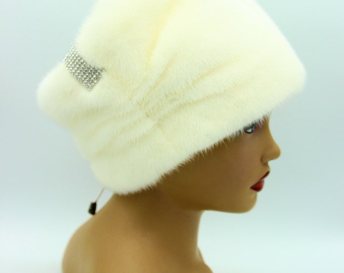 Fur mink hat "Lady" winter real women's headdress