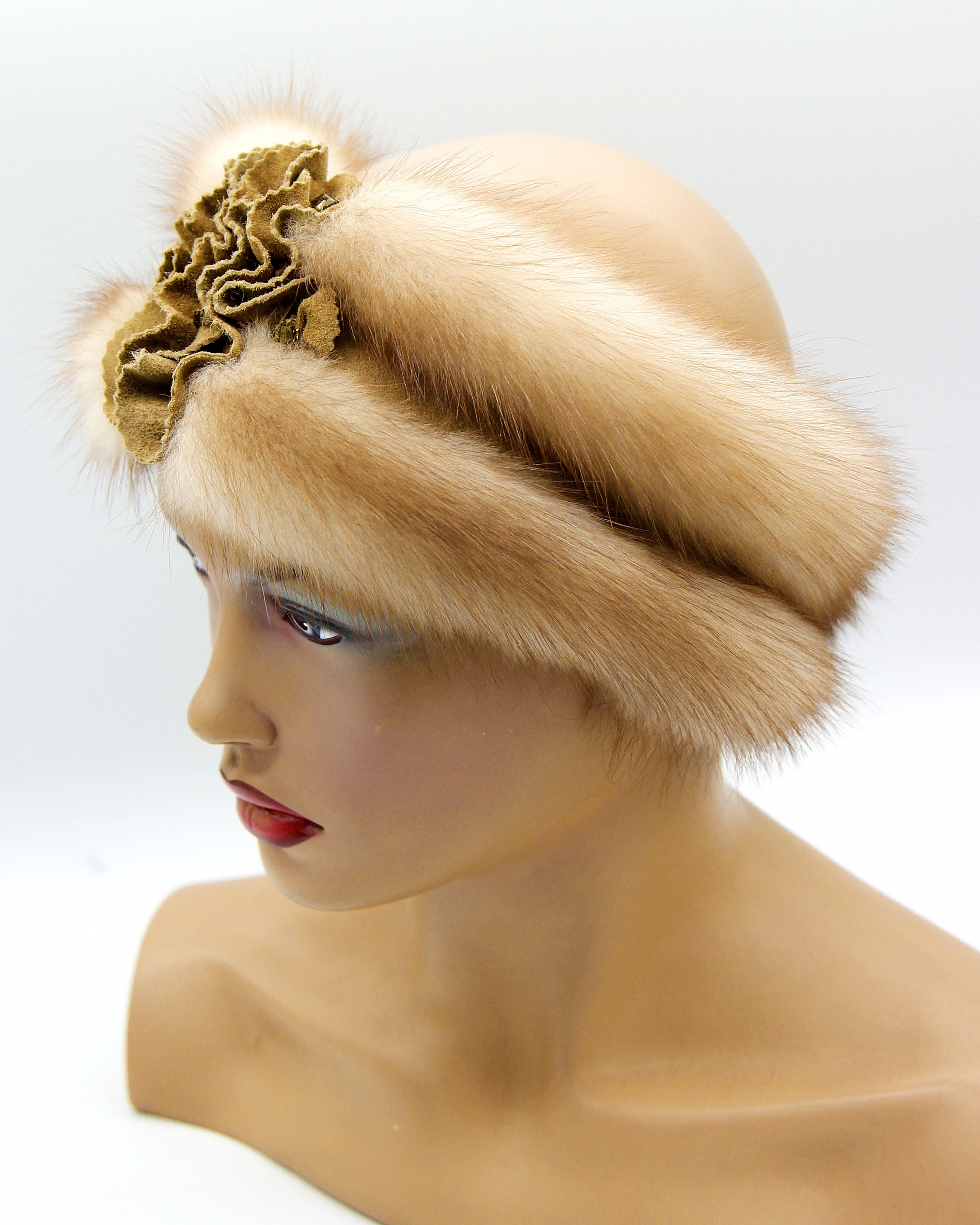 Women's fur headband mink hats head wrap turban Etsy