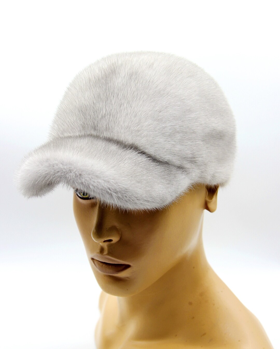 Blue dyed Mink Fur Baseball Cap Hats - A.J. Ugent Furs main image 3