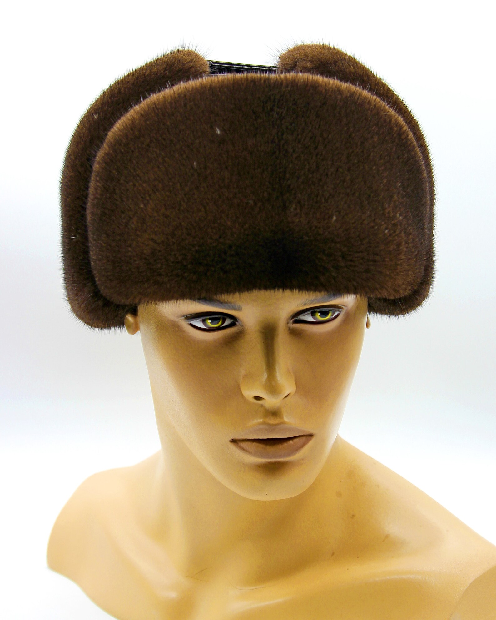 Fur Ushanka Men's Winter Hat of Mink and Leather Etsy