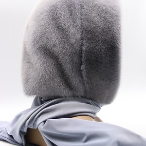 Layered styling mink fur hooded scarf - winter hat alternative with sophisticated draping, women's fur accessory for cold weather elegance