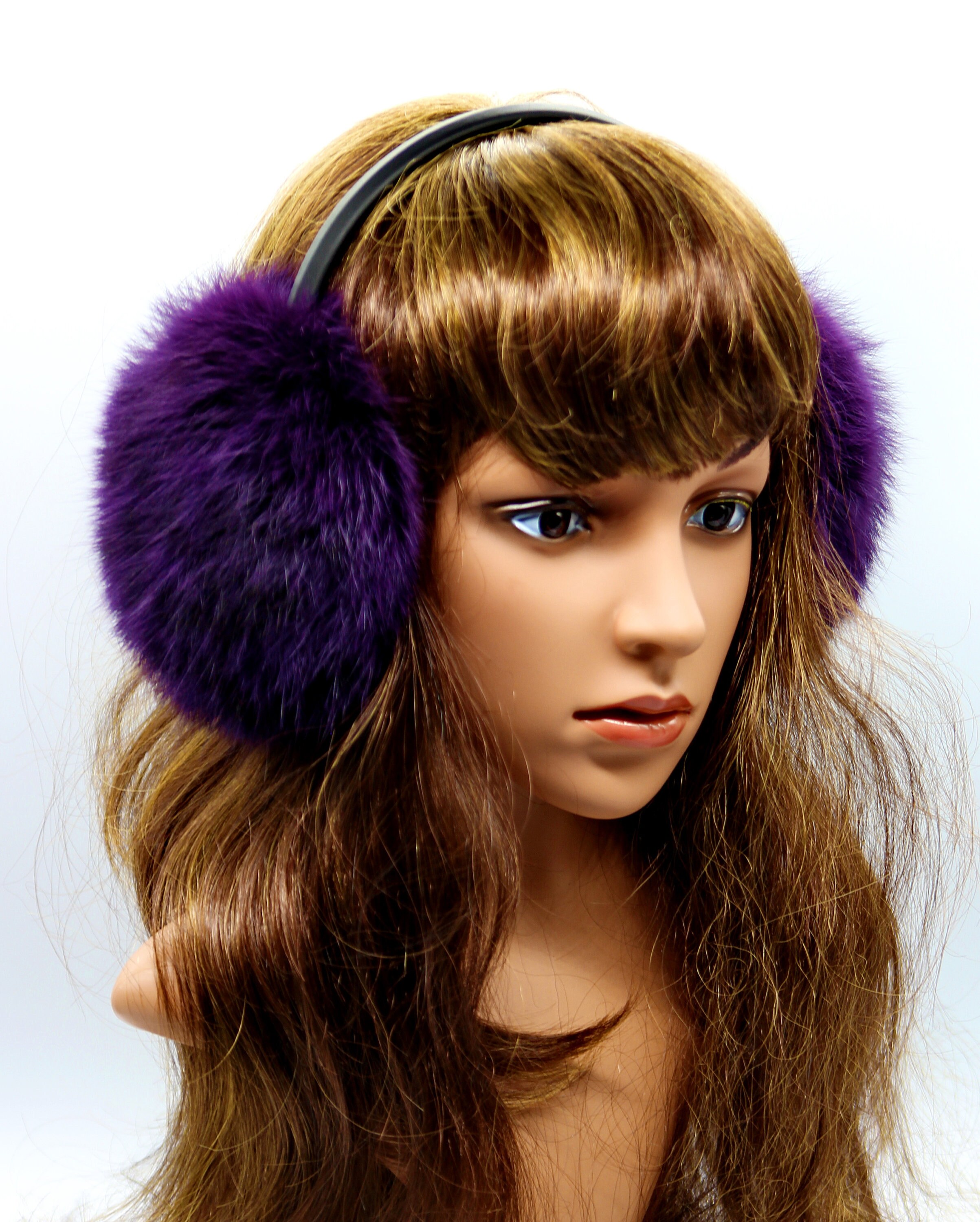 Women's ear warmers purple fur earmuffs Etsy