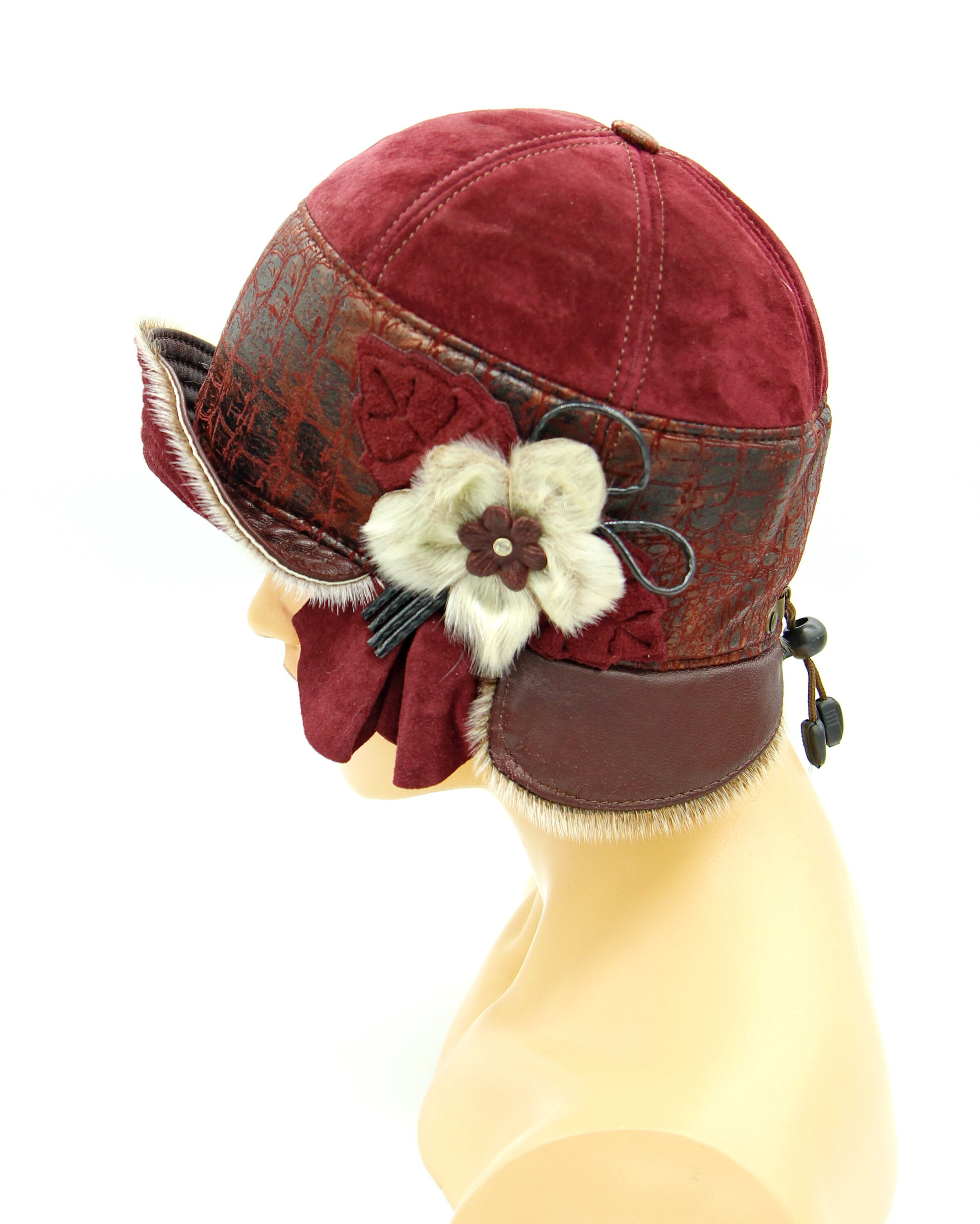 Women's hat Beauty vintage leather hat suede Etsy