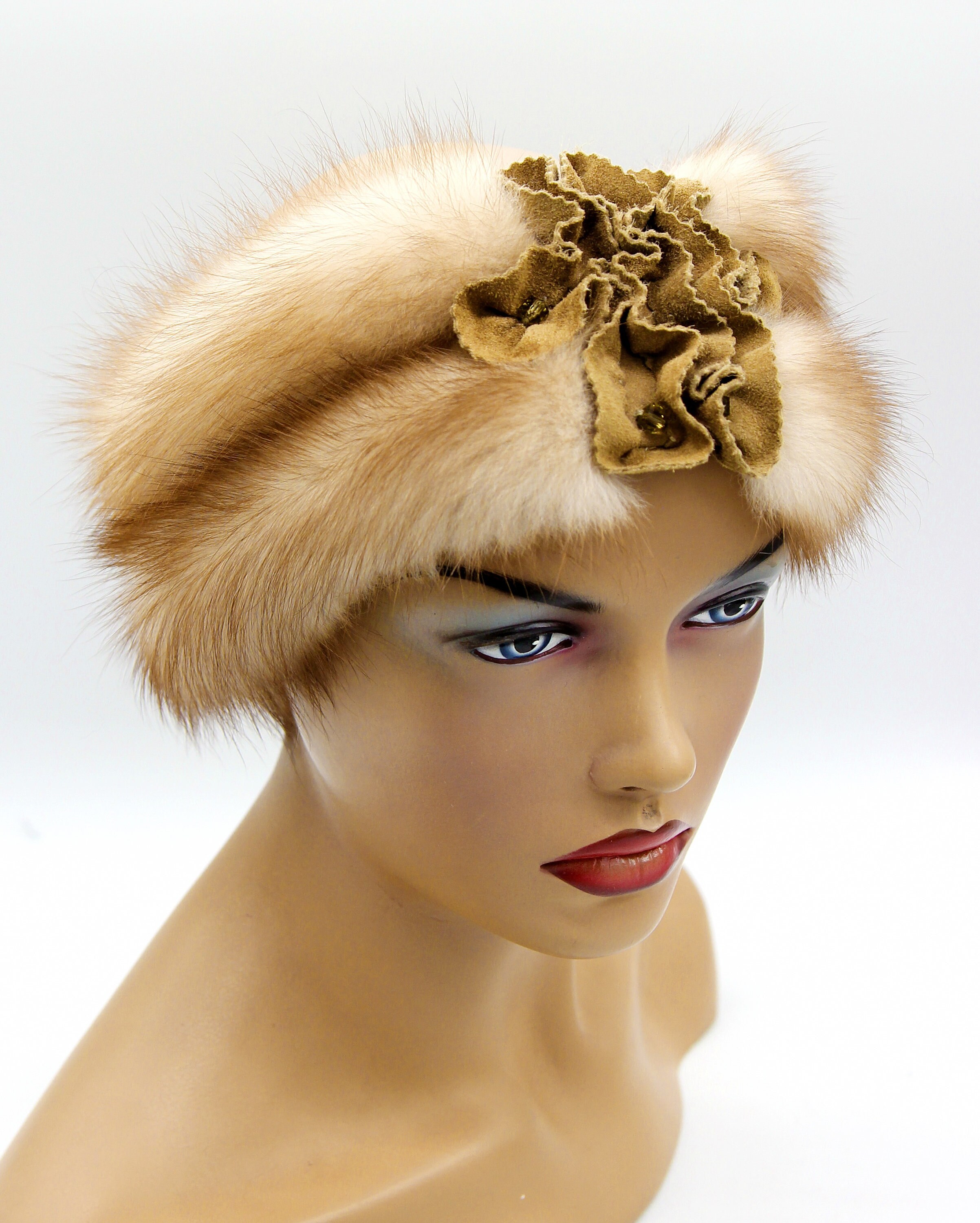 Women's fur headband mink hats head wrap turban Etsy