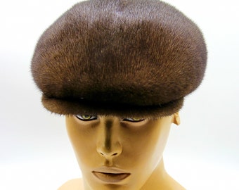 Luxurious Genuine Mink Fur Newsboy Cap Winter Hat Classic Vintage Style Mink Fur Newsboy Cap Mens Winter Hat Handmade Real Classic  main image 4