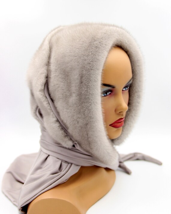 Fur Scarf for Women Mink Hood Winter Shawl Made of Fur | Etsy