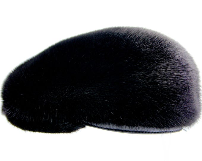 Handcrafted unisex mink fur newsboy hat with two color choices