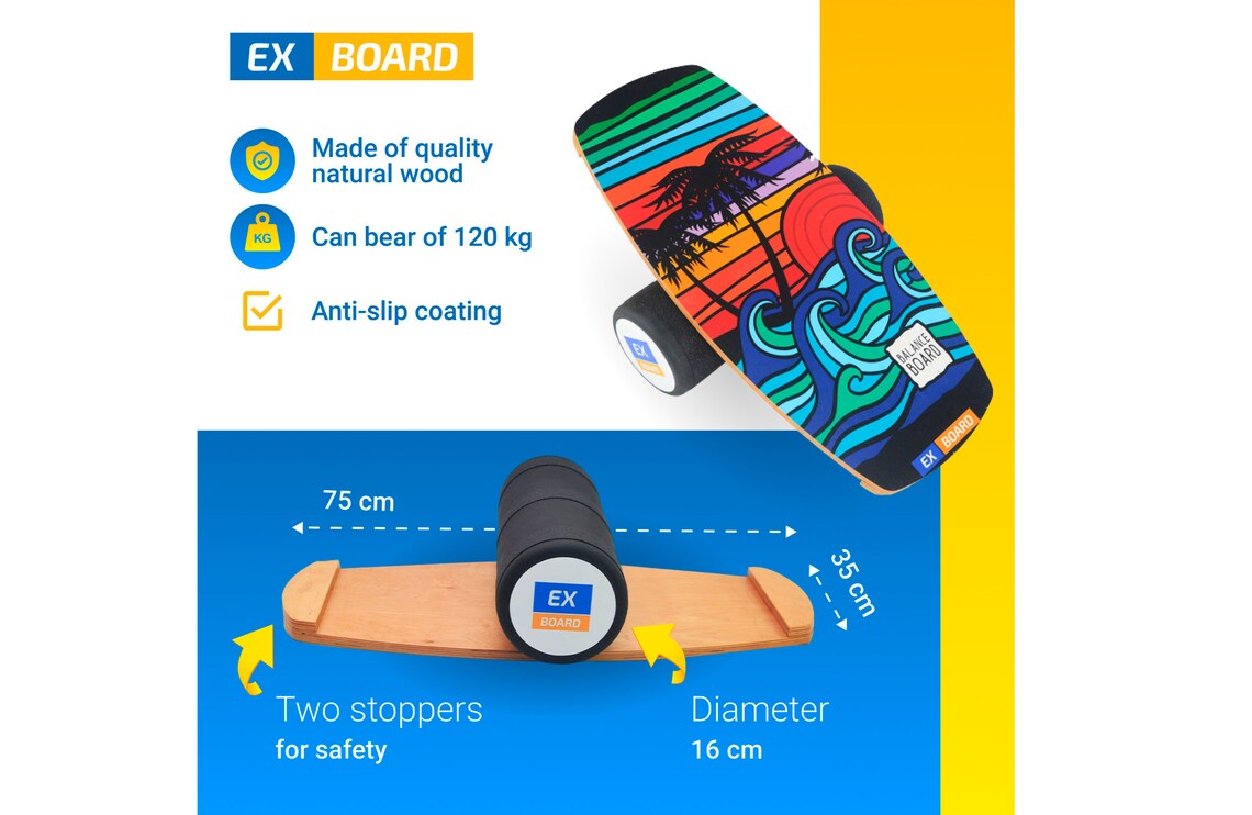Balance Board With Print Snowboard Balance Training Surf Etsy