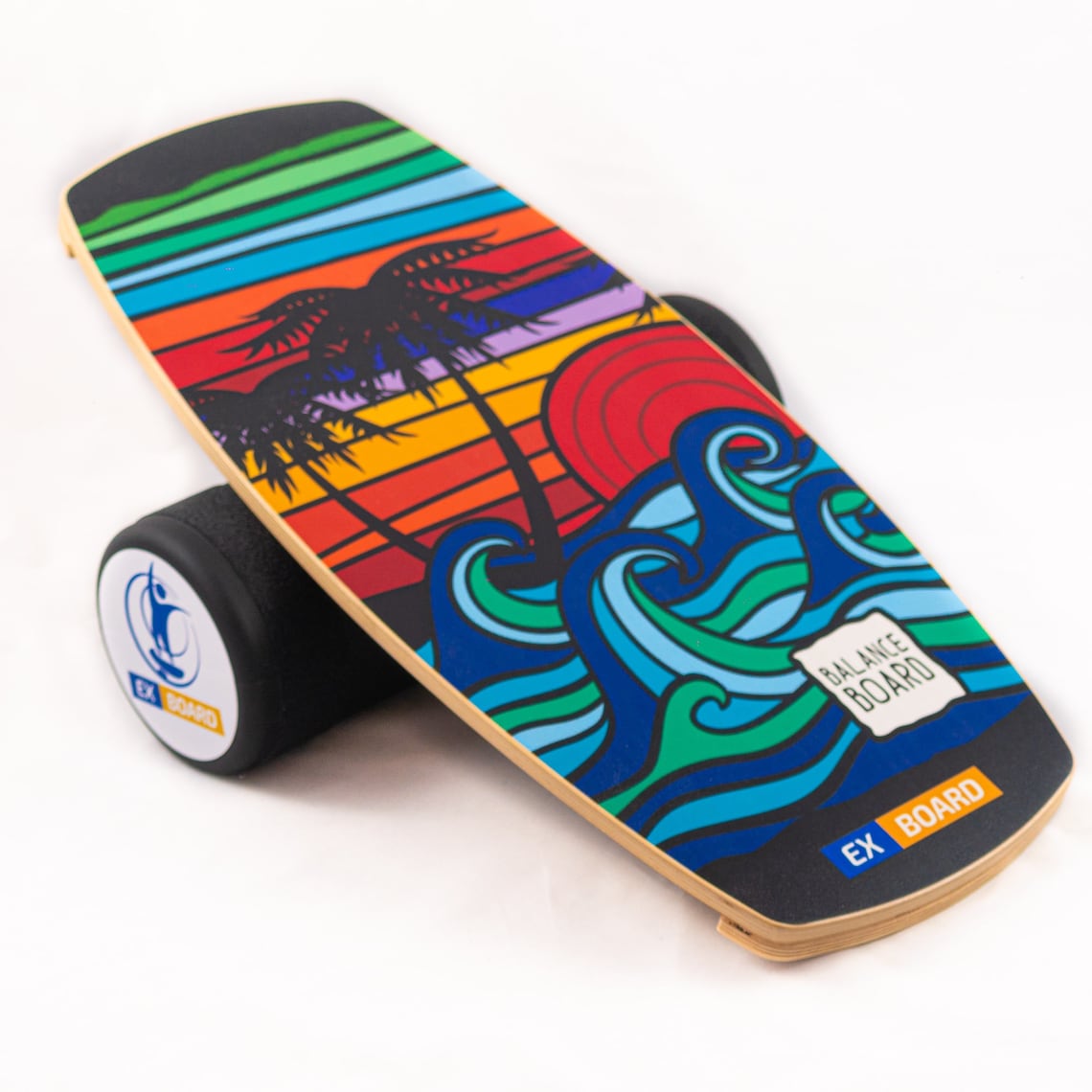 Wooden Balance Board With Roller Balance Training Surf Etsy