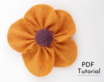 Felt Flower Tutorial - PDF Instructions for a DIY Felt Pansy Flower - Instant Download Pattern