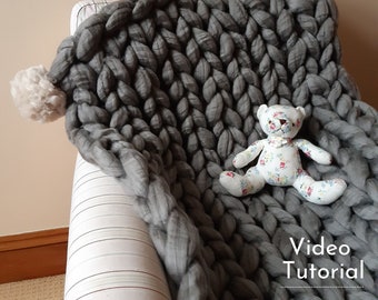 Arm Knitted Lap Blanket Tutorial Video