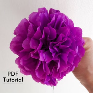 Tutorial sui fiori di carta velina - Istruzioni PDF per un fiore con stelo di carta velina fai da te - Modello a download istantaneo