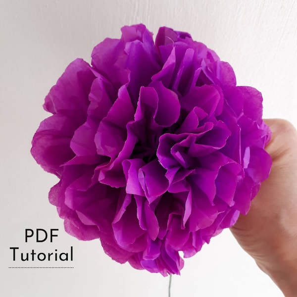 Tissue Paper Flower Tutorial - PDF Instructions for a DIY Tissue Paper Stemmed Flower - Instant Download Pattern