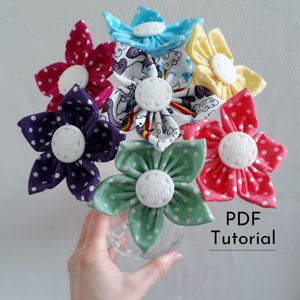 DIY Fabric Daisy Flower Tutorial: Stemmed Flower Instructions (PDF Pattern)