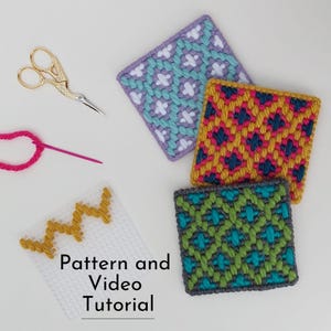 Bargello Coaster Pattern - PDF Pattern and Tutorial Video