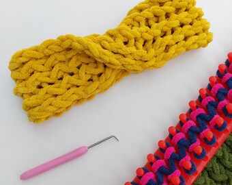 Videos tutoriales de tejido en telar: diadema, bufanda tipo cuello, cadenas tejidas (patrón en PDF)