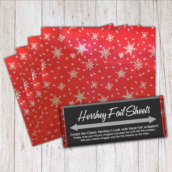 Snow Foil Sheets, Red, Hershey Foil Sheets, Hershey Foil Wrappers, Candy Bar Foil Sheets, Foil Wrappers for Wrapping 1.55Oz Hershey Bars Il_570xn