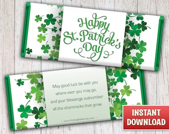 Printable St. Patrick's Day Candy Bar Wrappers, St. Patrick's Day Hershey Bar Wrappers, Instant Download Printable Candy Wrappers - 020