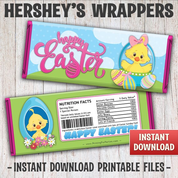 Printable Easter Chick Candy Bar Wrappers, Easter Chick Hershey Bar Wrappers, Easter Chick, Instant Download Printable Candy Wrappers - 025 Il_570xn