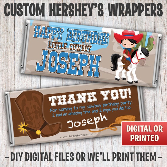 Cowboy on Horse Candy Bar Wrapper, Cowboy Candy Bar Wrappers, Candy Bar Wrappers, Western, Free Foil, Digital File or Printed - 039 Il_570xn