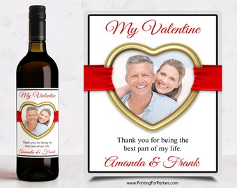 Personalized Valentine's Day Photo Wine Label – Happy Valentine's Day – Personalized Wine Label – Custom Wine Label - WINE-VAL-0001