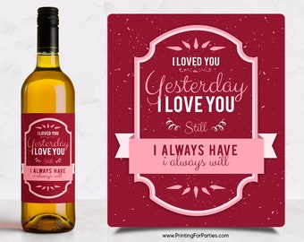 Valentine's Day Wine Label – Happy Valentine's Day – Valentines Wine Label – Custom Printed Wine Label - WINE-VAL-0008