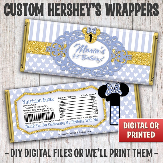 Personalized Minnie Mouse Hersheys Candy Bar Wrappers, Custom Minnie ...