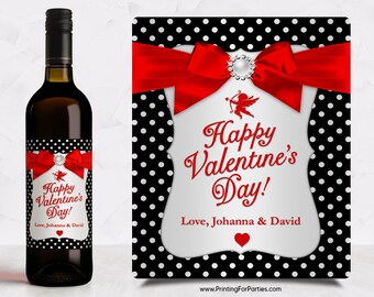 Personalized Valentine's Day Wine Label – Happy Valentine's Day – Personalized Wine Label – Custom Wine Label - WINE-VAL-0003