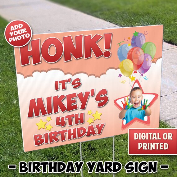 Photo Birthday Yard Sign, Outdoor Sign, Honk Yard Sign, Happy Birthday Sign, Happy Birthday Yard Sign, Digital File or We Print & Ship 088 Il_570xn