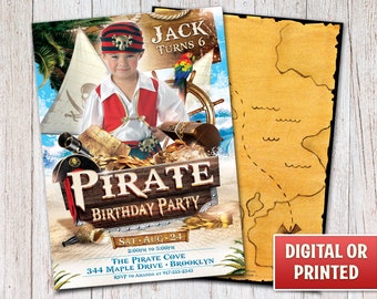 Personalized Pirate Birthday Invitation, Boy Pirate Invitation, Pirate Party, Pirate Birthday, Digital File or Printed, 4x6 or 5x7 – 013