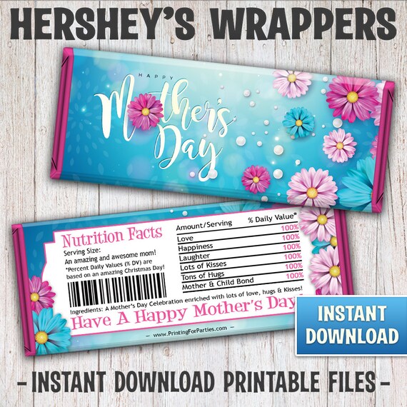 Mother's Day Hershey's Bar Wrappers, Mother's Day Candy Bar Wrappers, Candy Bar Wrappers, Mother's Day, Mom, Mommy, Instant Download – 182 Il_570xn